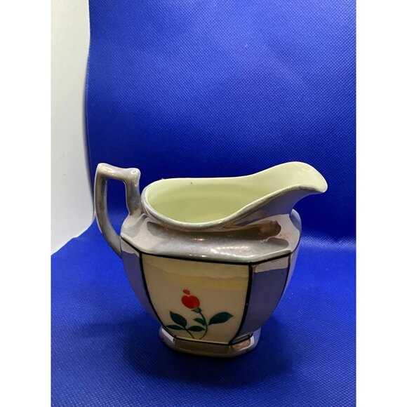 Vintage Bavarian Lusterware China Creamer & Sugar Set With Hand-Painted Floral - Picture 9 of 16